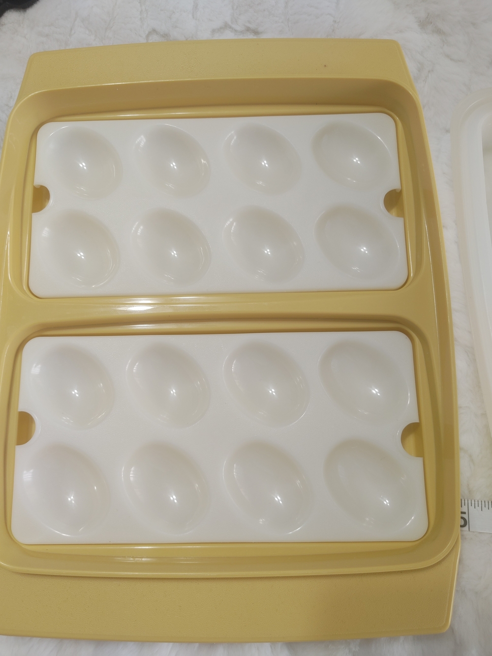 Vintage Tupperware Yellow and White Food Storage 16 Ct Deviled Egg Container